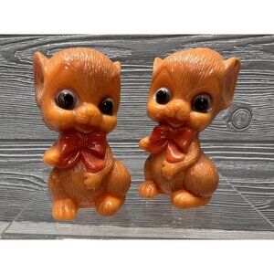 Vintage Napco Mice Salt & Pepper Shakers Set Mouse Unused Celluloid Orange Mouse